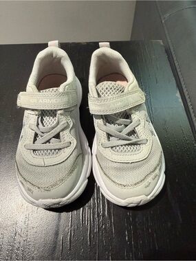 Under Armour Kids' Light Gray and White Athletic Sneakers